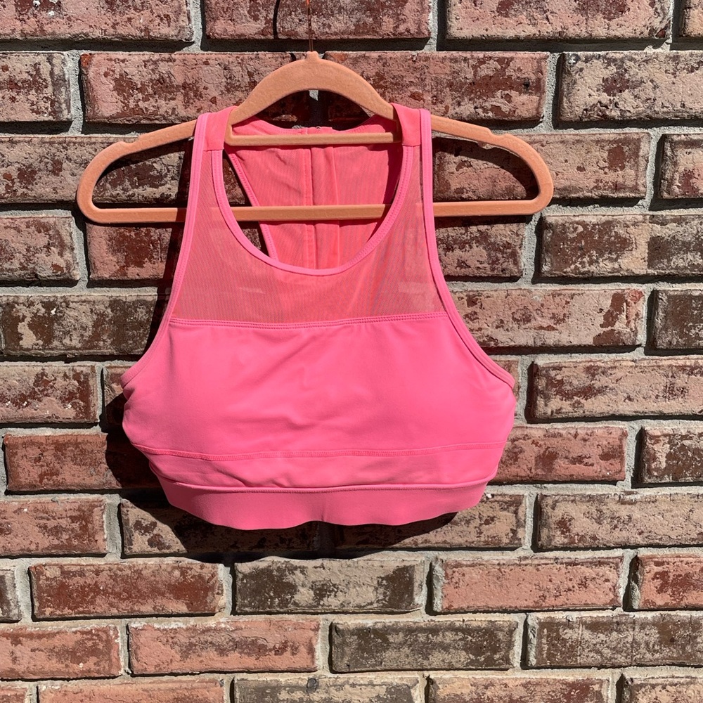 Zyia Active Bright Coral All Star Sports Bra size L with Racer/zipper back
